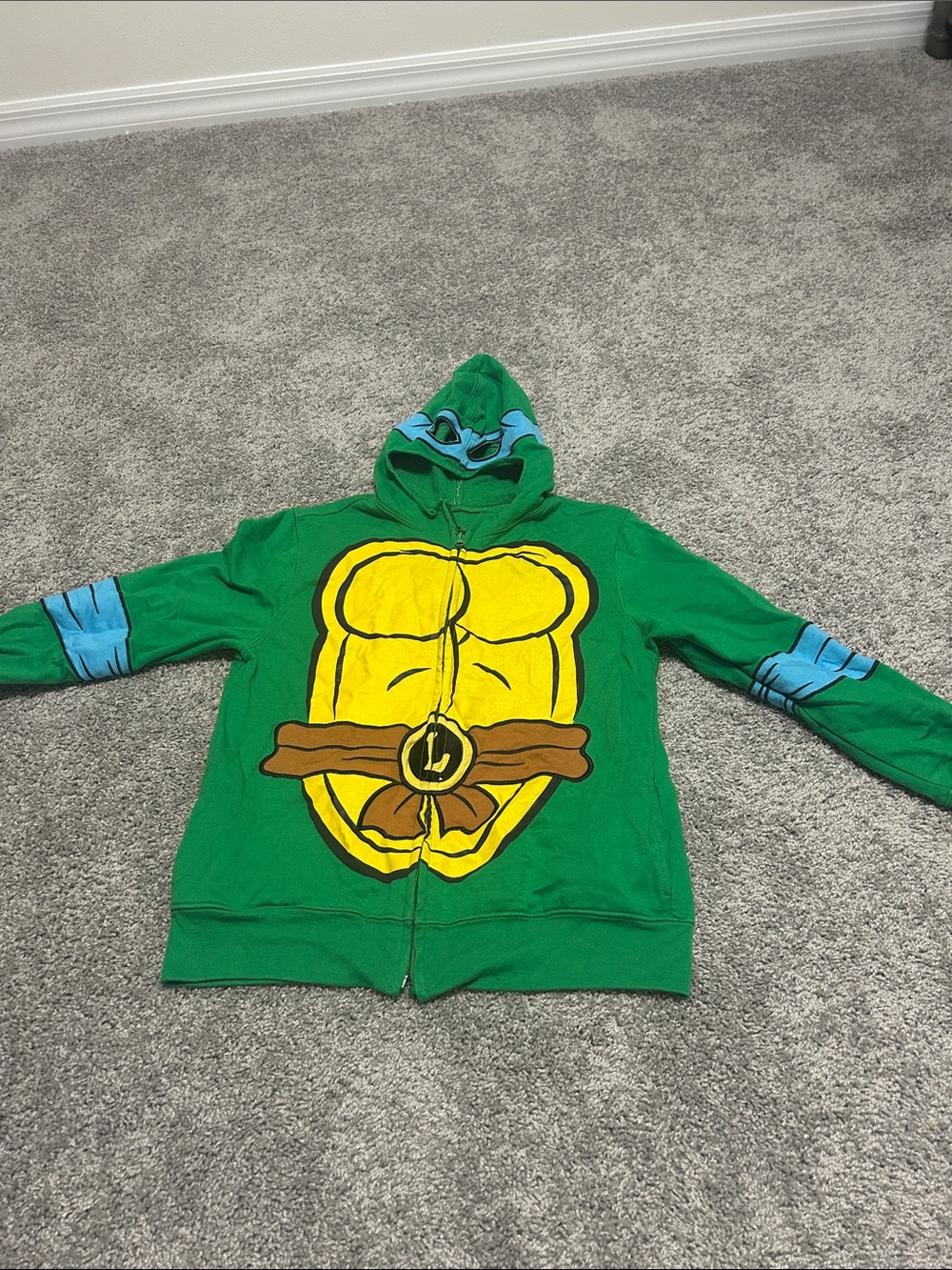 Nickelodeon Green & Yellow Turtle Shell Zip Hoodie with Hood Mask